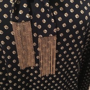 🆕 AUTHENTIC MICHAEL KORS NAVY CHAIN LINK BLOUSE